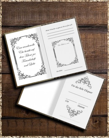 50 Jahre - goldene Hochzeit - Gästebuch Glimmeraltgold mit Rosen